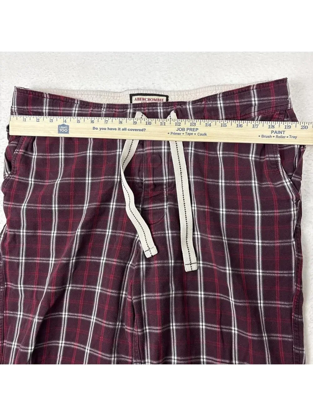 Vintage Abercrombie Fitch Pajama Pants Mens L Red Plaid Heavy Flannel Lounge